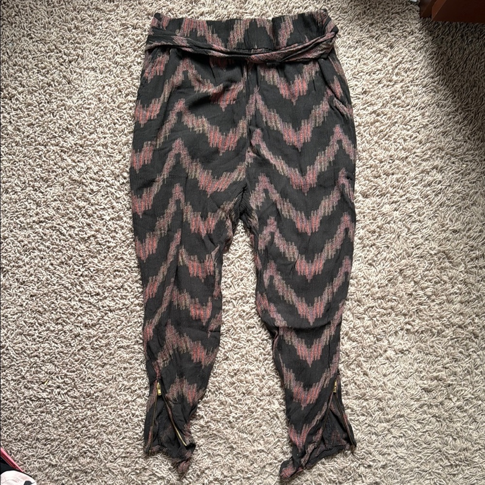Free People Black and Pink Casual Bottoms with Chevron Pattern